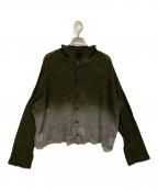 Y'sワイズ）の古着「チェックカーディガン」｜オリーブ×グレー