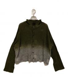 Y's（ワイズ）の古着「チェックカーディガン」｜オリーブ×グレー