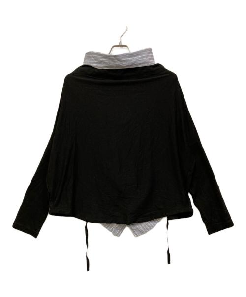Y's（ワイズ）Y's (ワイズ) ストライプ切替デザインカットソー ブラック×ブルー サイズ:SIZE 02の古着・服飾アイテム