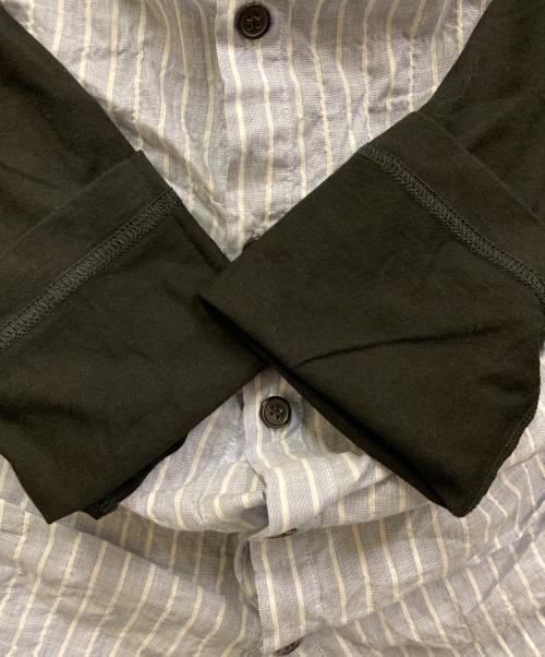 Y's（ワイズ）Y's (ワイズ) ストライプ切替デザインカットソー ブラック×ブルー サイズ:SIZE 02の古着・服飾アイテム