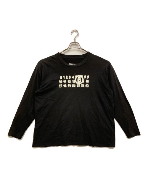 MM6 Maison Margiela（エムエムシックスメゾンマルジェラ）MM6 Maison Margiela (エムエムシックスメゾンマルジェラ) コットン ナンバーロゴ ロンT ブラック サイズ:Mの古着・服飾アイテム