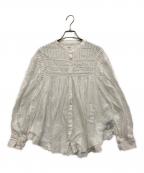 ISABEL MARANT ETOILEイザベルマランエトワール）の古着「コットンボイルバンドカラーギャザーブラウス」｜ホワイト