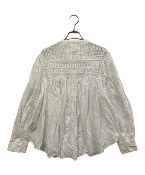 ISABEL MARANT ETOILE（イザベルマランエトワール）ISABEL MARANT ETOILE (イザベルマランエトワール) コットンボイルバンドカラーギャザーブラウス ホワイト サイズ:SIZE 34の古着・服飾アイテム