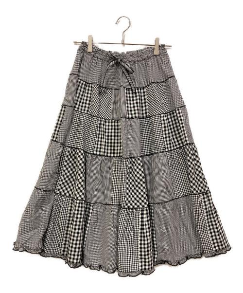 PINK HOUSE（ピンクハウス）PINK HOUSE (ピンクハウス) パッチワークギンガムチェックティアードスカート ブラック サイズ:表記なしの古着・服飾アイテム