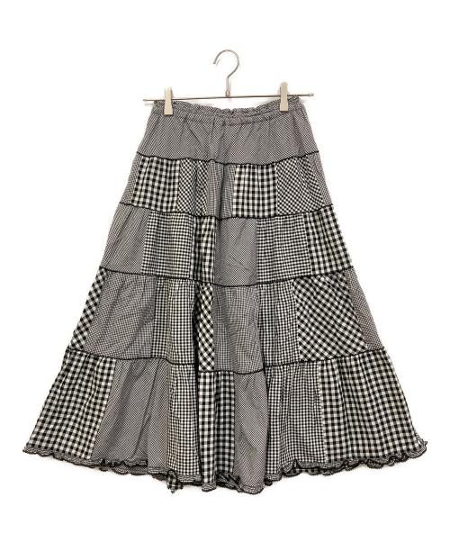 PINK HOUSE（ピンクハウス）PINK HOUSE (ピンクハウス) パッチワークギンガムチェックティアードスカート ブラック サイズ:表記なしの古着・服飾アイテム