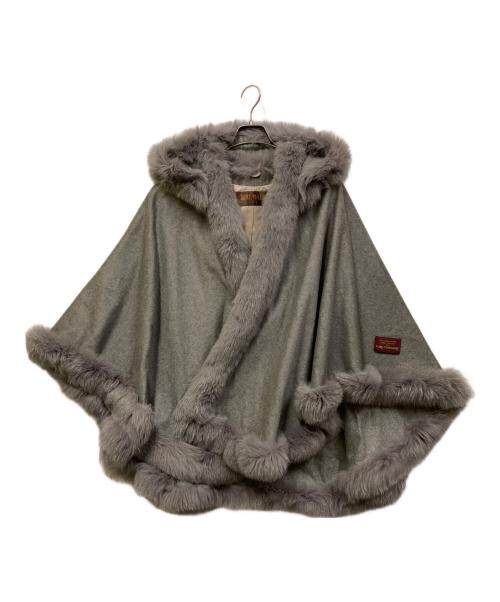 BALMAIN（バルマン）BALMAIN (バルマン) フォックスファーカシミヤポンチョ グレー サイズ:SIZE Freeの古着・服飾アイテム