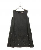 Reneルネ）の古着「デニムライクパール装飾ワンピース」｜グレー