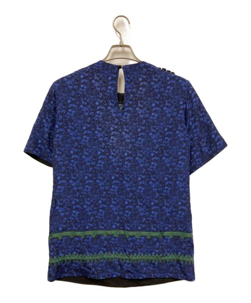 LOUIS VUITTON（ルイ ヴィトン）LOUIS VUITTON (ルイ ヴィトン) スタッズ付きナポレオン柄シルクブラウス ネイビー サイズ:36の古着・服飾アイテム