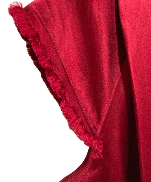 CHANEL（シャネル）CHANEL (シャネル) ココマークボタンシルクギャザーウエストワンピース レッド サイズ:SIZE 36の古着・服飾アイテム