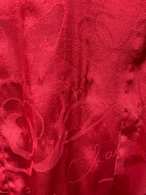 CHANEL（シャネル）CHANEL (シャネル) ココマークボタンシルクギャザーウエストワンピース レッド サイズ:SIZE 36の古着・服飾アイテム