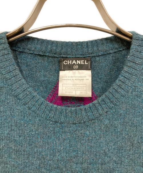 CHANEL（シャネル）CHANEL (シャネル) ココマークボタンカシミヤニットワンピース グリーン サイズ:SIZE 38の古着・服飾アイテム