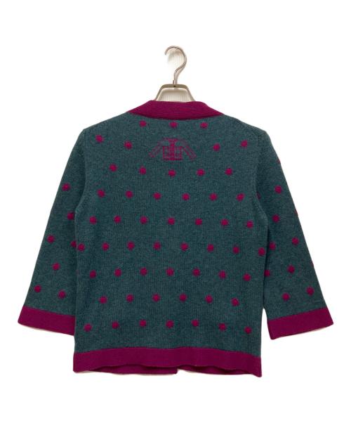 CHANEL（シャネル）CHANEL (シャネル) ココマークボタンカシミヤニットジャケット パープル×グリーン サイズ:SIZE 38の古着・服飾アイテム