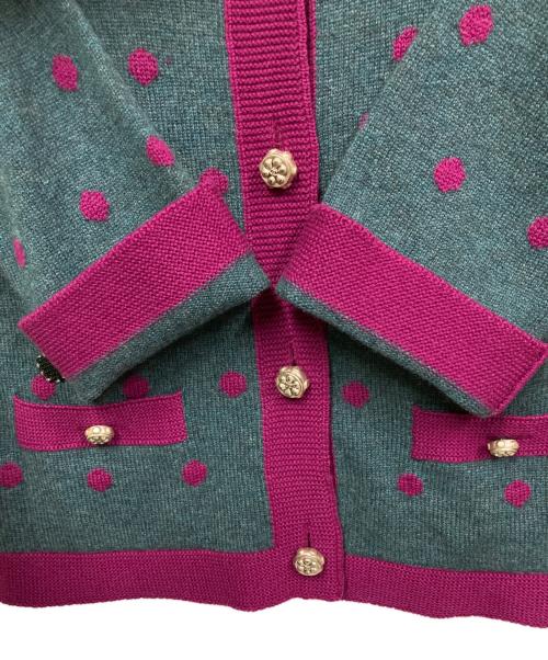 CHANEL（シャネル）CHANEL (シャネル) ココマークボタンカシミヤニットジャケット パープル×グリーン サイズ:SIZE 38の古着・服飾アイテム