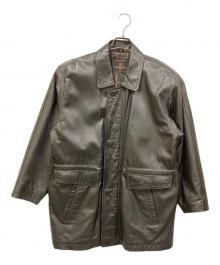 GIANNI VALENTINO（ジャンニバレンチノ）の古着「レザーカーコート」｜ブラック