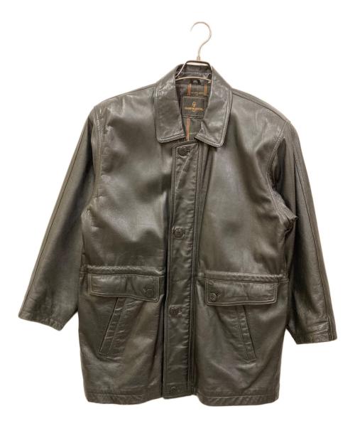 GIANNI VALENTINO（ジャンニバレンチノ）GIANNI VALENTINO (ジャンニバレンチノ) レザーカーコート ブラック サイズ:SIZE XLの古着・服飾アイテム