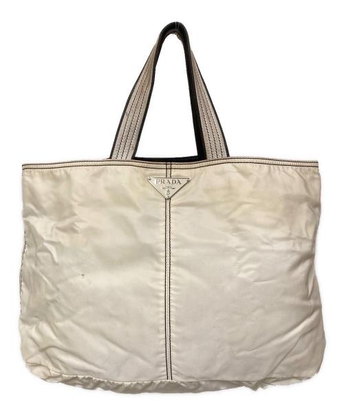 PRADA（プラダ）PRADA (プラダ) リバーシブルナイロントートバッグ ホワイトの古着・服飾アイテム