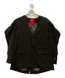 led. tokyo（レッド.トーキョー）の古着「ボリュームスリーブノーカラージャケット」｜ブラック