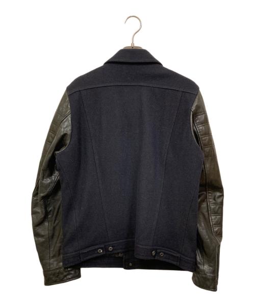 DIESEL（ディーゼル）DIESEL (ディーゼル) メルトン・レザー切替ジャケット ネイビー×ブラック サイズ:Mの古着・服飾アイテム