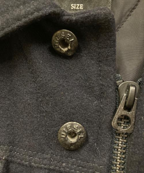 DIESEL（ディーゼル）DIESEL (ディーゼル) メルトン・レザー切替ジャケット ネイビー×ブラック サイズ:Mの古着・服飾アイテム