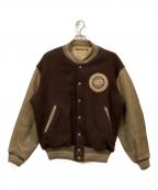 MEN'S BIGIメンズビギ）の古着「80’Sレザー切替スタジャン」｜ブラウン