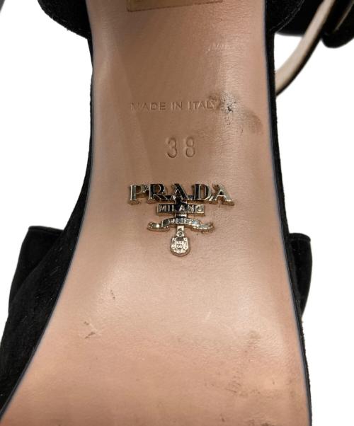 PRADA（プラダ）PRADA (プラダ) プラットフォームストラップヒールサンダル ブラック サイズ:38の古着・服飾アイテム