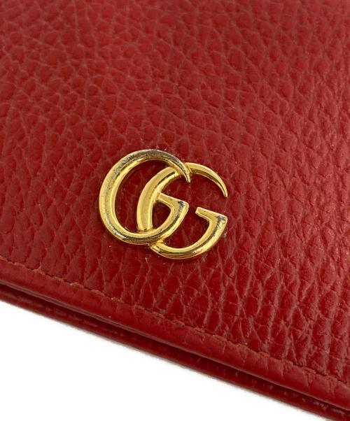 GUCCI（グッチ）GUCCI (グッチ) GGマーモントコンパクトウォレット レッド サイズ:表記なしの古着・服飾アイテム