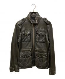 BURBERRY BLACK LABEL（バーバリーブラックレーベル）の古着「M-65フィールドラムレザージャケット」｜ブラック