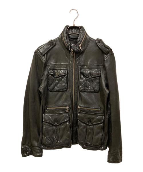 BURBERRY BLACK LABEL（バーバリーブラックレーベル）BURBERRY BLACK LABEL (バーバリーブラックレーベル) M-65フィールドラムレザージャケット ブラック サイズ:Mの古着・服飾アイテム