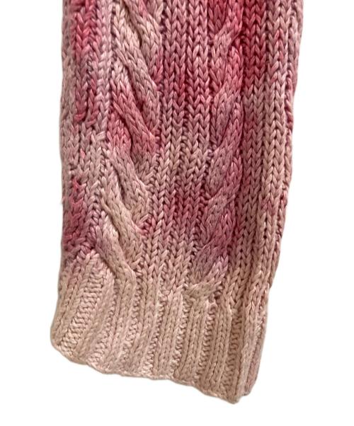 POLO RALPH LAUREN（ポロ・ラルフローレン）POLO RALPH LAUREN (ポロ・ラルフローレン) 『HAND KNIT』90s タイダイケーブルリネンニット ピンク サイズ:SIZE XLの古着・服飾アイテム