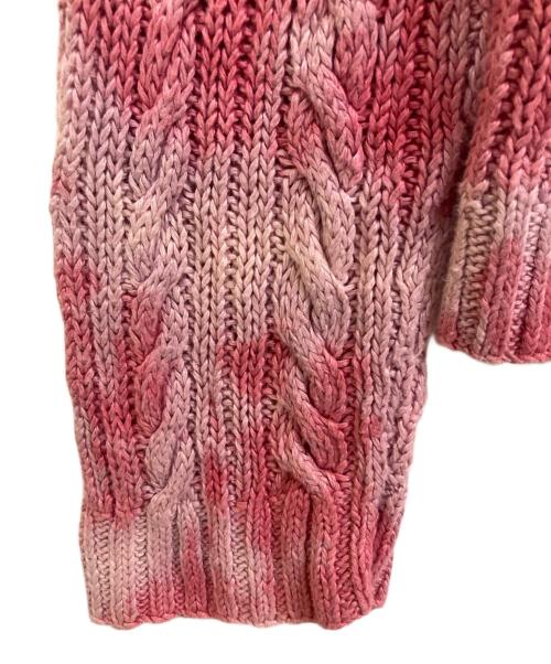 POLO RALPH LAUREN（ポロ・ラルフローレン）POLO RALPH LAUREN (ポロ・ラルフローレン) 『HAND KNIT』90s タイダイケーブルリネンニット ピンク サイズ:SIZE XLの古着・服飾アイテム