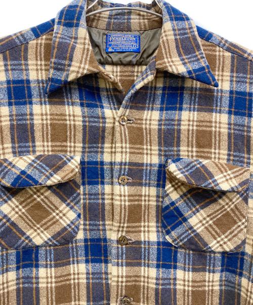 PENDLETON（ペンドルトン）PENDLETON (ペンドルトン) 70’s ボードシャツ ブラウン×ブルー サイズ:Lの古着・服飾アイテム