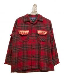PENDLETON（ペンドルトン）の古着「80’s ニットポケット ボードシャツ」｜ブラック×レッド