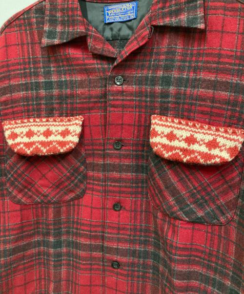 PENDLETON（ペンドルトン）PENDLETON (ペンドルトン) 80’s ニットポケット ボードシャツ ブラック×レッド サイズ:Lの古着・服飾アイテム