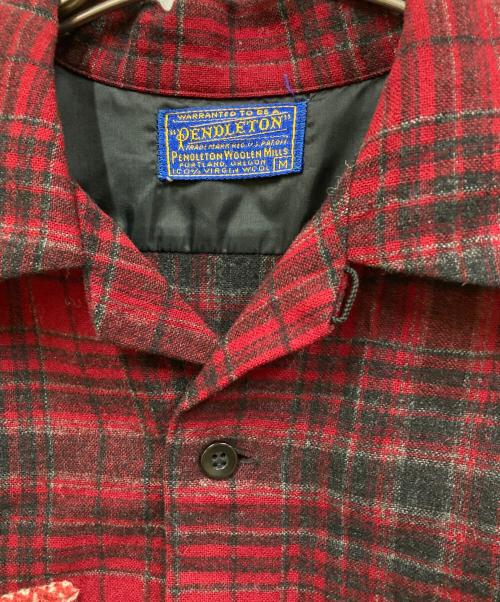 PENDLETON（ペンドルトン）PENDLETON (ペンドルトン) 80’s ニットポケット ボードシャツ ブラック×レッド サイズ:Lの古着・服飾アイテム