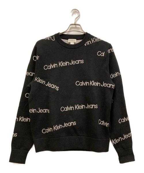 Calvin Klein Jeans（カルバンクラインジーンズ）Calvin Klein Jeans (カルバンクラインジーンズ) インスティテューショナル オールオーバーセーター ブラック サイズ:Mの古着・服飾アイテム