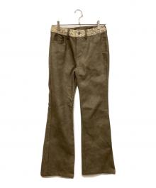 IUNLEASH（アンリーシュ）の古着「LACE LEATHER PANTS」｜ブラウン