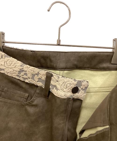 IUNLEASH（アンリーシュ）IUNLEASH (アンリーシュ) LACE LEATHER PANTS ブラウン サイズ:SIZE Sの古着・服飾アイテム