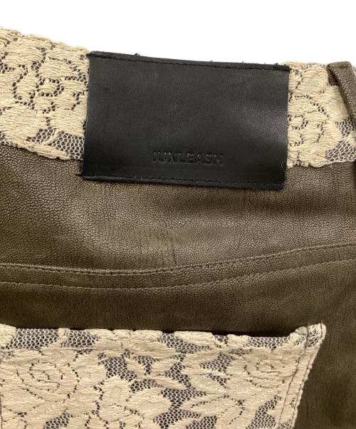 IUNLEASH（アンリーシュ）IUNLEASH (アンリーシュ) LACE LEATHER PANTS ブラウン サイズ:SIZE Sの古着・服飾アイテム