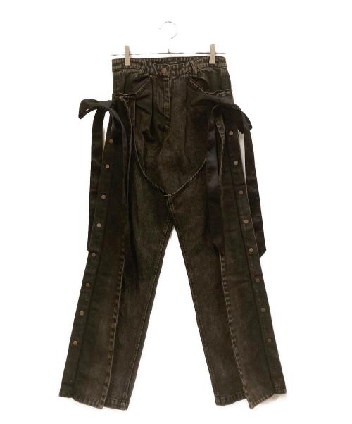 H&M（エイチアンドエム）H&M (エイチアンドエム) LORENA SARAVIA ブラウンフェードギミックデニムパンツ ブラウン サイズ:SIZE　Mの古着・服飾アイテム
