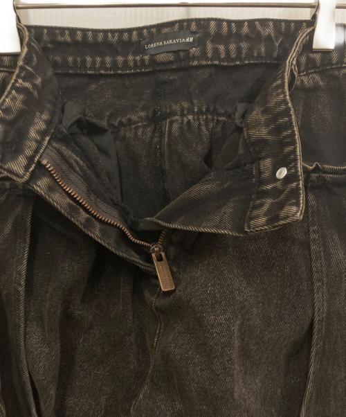 H&M（エイチアンドエム）H&M (エイチアンドエム) LORENA SARAVIA ブラウンフェードギミックデニムパンツ ブラウン サイズ:SIZE　Mの古着・服飾アイテム