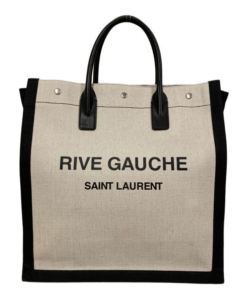 Saint Laurent Paris（サンローランパリ）Saint Laurent Paris (サンローランパリ) RIVE GAUCHE/トートバッグ アイボリー×ブラック サイズ:表記なしの古着・服飾アイテム