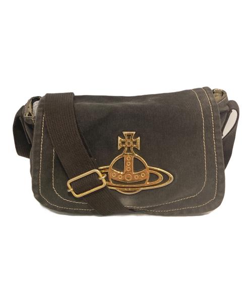 Vivienne Westwood（ヴィヴィアンウエストウッド）Vivienne Westwood (ヴィヴィアンウエストウッド) オーブキャンバスショルダーバッグ ブラックの古着・服飾アイテム