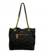 PRADAプラダ）の古着「ナイロンチェーンハンドルトートバッグ/ギャランティカード・保存袋付」｜NERO