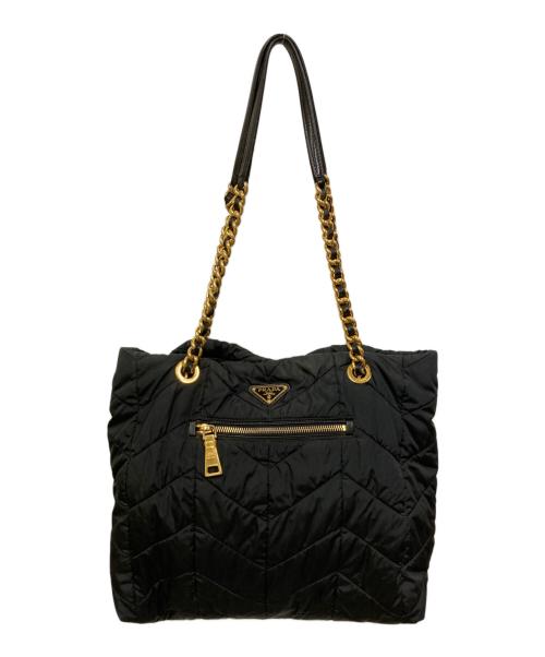 PRADA（プラダ）PRADA (プラダ) ナイロンチェーンハンドルトートバッグ/ギャランティカード・保存袋付 NERO サイズ:表記なしの古着・服飾アイテム