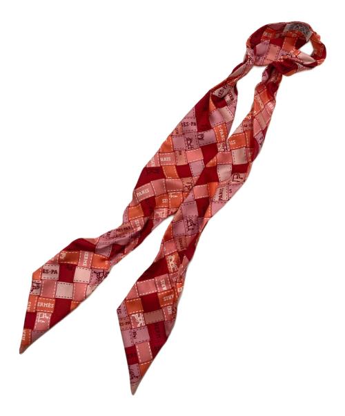 HERMES（エルメス）HERMES (エルメス) シルクツイリー/Bolduc au Carre ピンク×レッドの古着・服飾アイテム