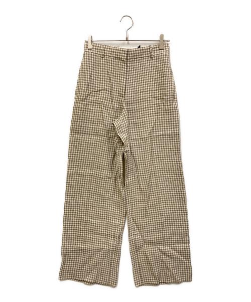 theory（セオリー）theory (セオリー) 25ss Linear Check Straight Trouser/リネンチェックストレートトラウザー ブラック×アイボリーの古着・服飾アイテム