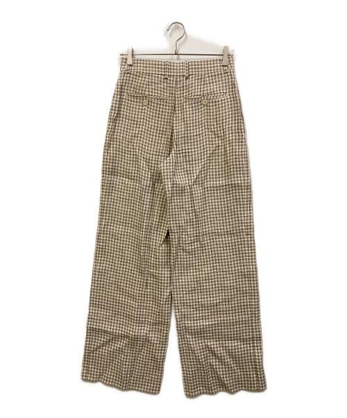 theory（セオリー）theory (セオリー) 25ss Linear Check Straight Trouser/リネンチェックストレートトラウザー ブラック×アイボリーの古着・服飾アイテム