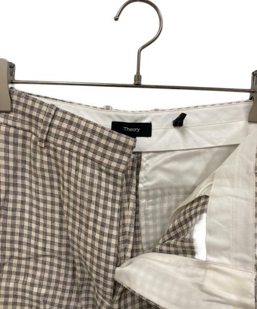 theory（セオリー）theory (セオリー) 25ss Linear Check Straight Trouser/リネンチェックストレートトラウザー ブラック×アイボリーの古着・服飾アイテム