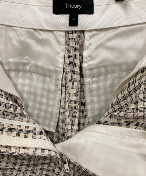 theory（セオリー）theory (セオリー) 25ss Linear Check Straight Trouser/リネンチェックストレートトラウザー ブラック×アイボリーの古着・服飾アイテム