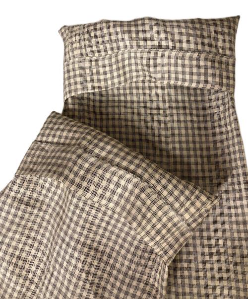 theory（セオリー）theory (セオリー) 25ss Linear Check Straight Trouser/リネンチェックストレートトラウザー ブラック×アイボリーの古着・服飾アイテム